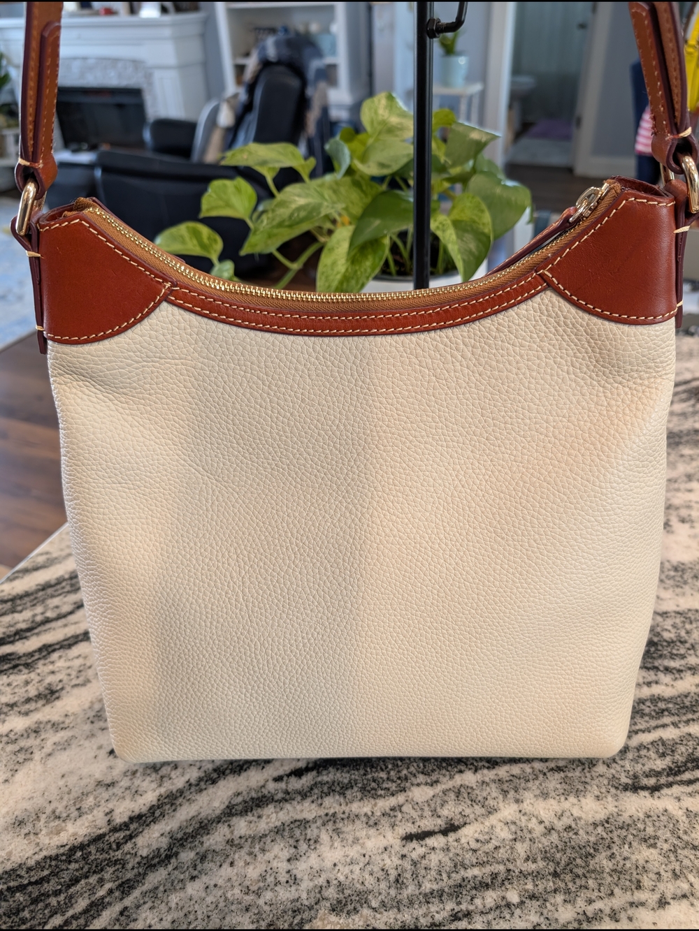 Dooney & Bourke Pebbled Leather Zip Hobo Bag w/Front Snap Pockets - Picture 4 of 16